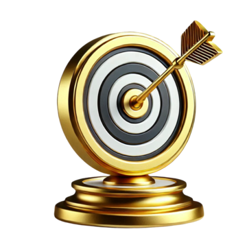 pngtree a gold trophy with an arrow in bullseye on pedestal png image 15319688